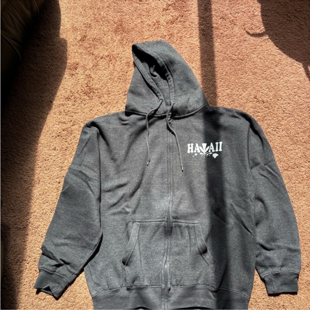 Gray Hawaii Hoodie Zip Up comfy everyday essential cozy clean gray hoodie
